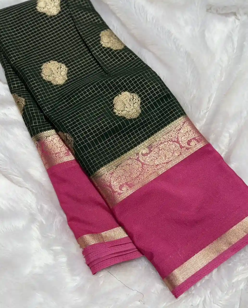 Emerald Gulabi Royale with Antique Gold Zari Mysore Silk Saree